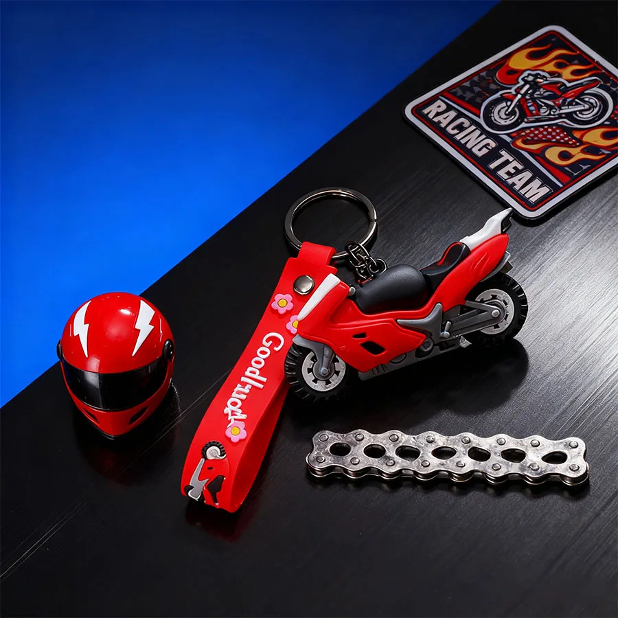 Outdoor-Motorrad-Schlüsselanhänger, cooler Gummi-Fahrrad-Anhänger, Schlüsselanhänger, 5-farbig, Auto-Tasche, Charm, Reiter, Geschenk für Männer