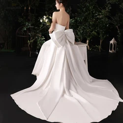 Seperate Ivory Big Satin Bow Wedding Dress Knots Removeable Bride Dresses Satin Knots