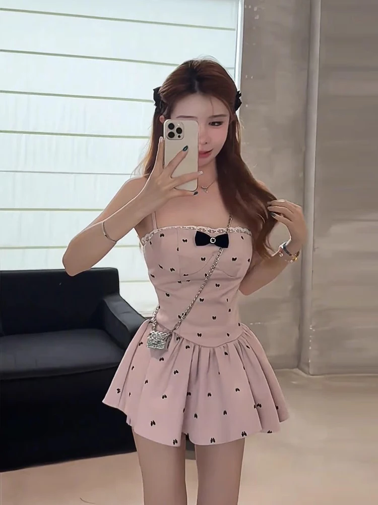 Pure Desire Blumendruck für Damen, Ele, würziges Mädchen, bauschiger Rock, Knoten, hohe Taille, Sommerfaion