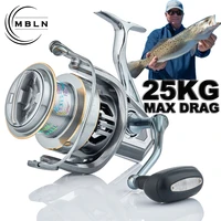 Marca MBLN, 90% totalmente de metal, 25 kg/55 lb, carrete de pesca giratorio, pie de aleación, mango de aleación, pie de aleación, equipo de aleación, suave y duradero
