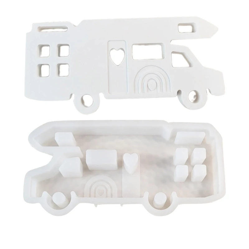 Campervan Ornament Crafting Mold Flexible Silicone Campers Decors Mould Detailed Insert for Travel Enthusiasts