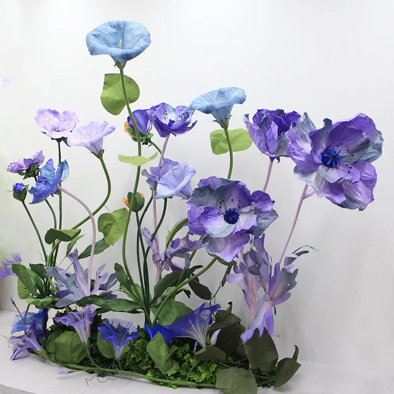 High Quality Chinese-Made Simulated Morning Glory Paper Flowers Set Hot Selling Artificial Flowers for Wedding Party Decoration