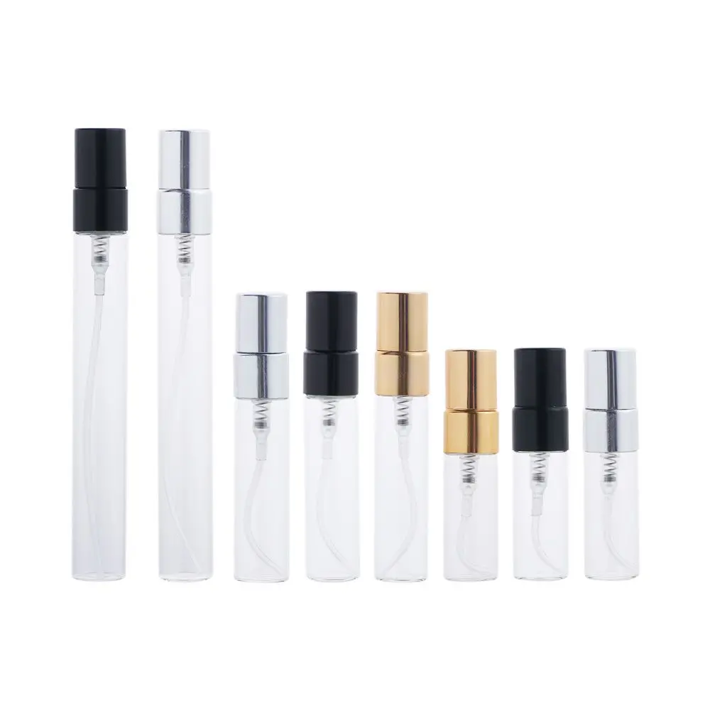 Transparent Gold Silver Cap Sample Vials Moisturizer Refillable Glass Bottle Spray Bottle Cosmetic Container  Atomizer