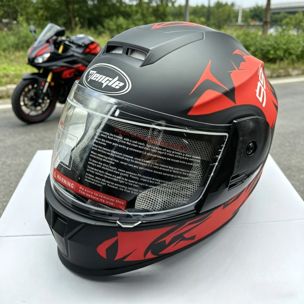 フルフェイスオートバイヘルメット-デュアルバイザー-レーシングヘルメット-曇り止め-モトクロススクーター-ストリートヘルメット-マットレッドブラック-99スタイル-メンズ