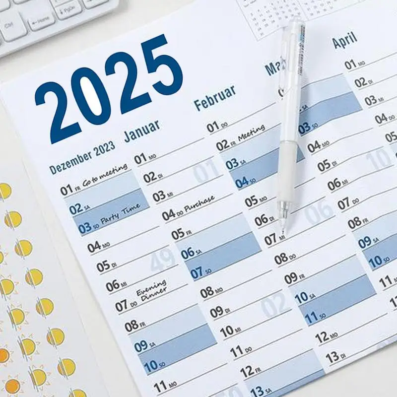 2025 Yearly Calendar Planner 2024 Full Year to View Calendar 74x52cm Wall Calendar runs 1. 2025 - 12. 2025. for Home