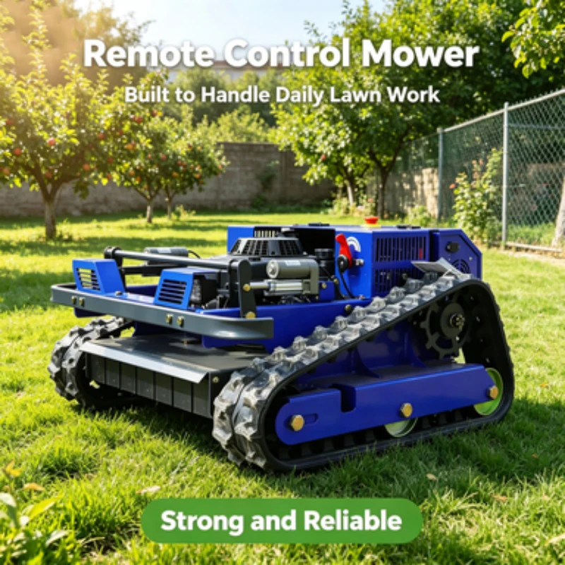 Customized Thick‑weed remote control lawn mower, thickened quenched alloy blades, tracked remote lawn mower, reclamation‑mowing