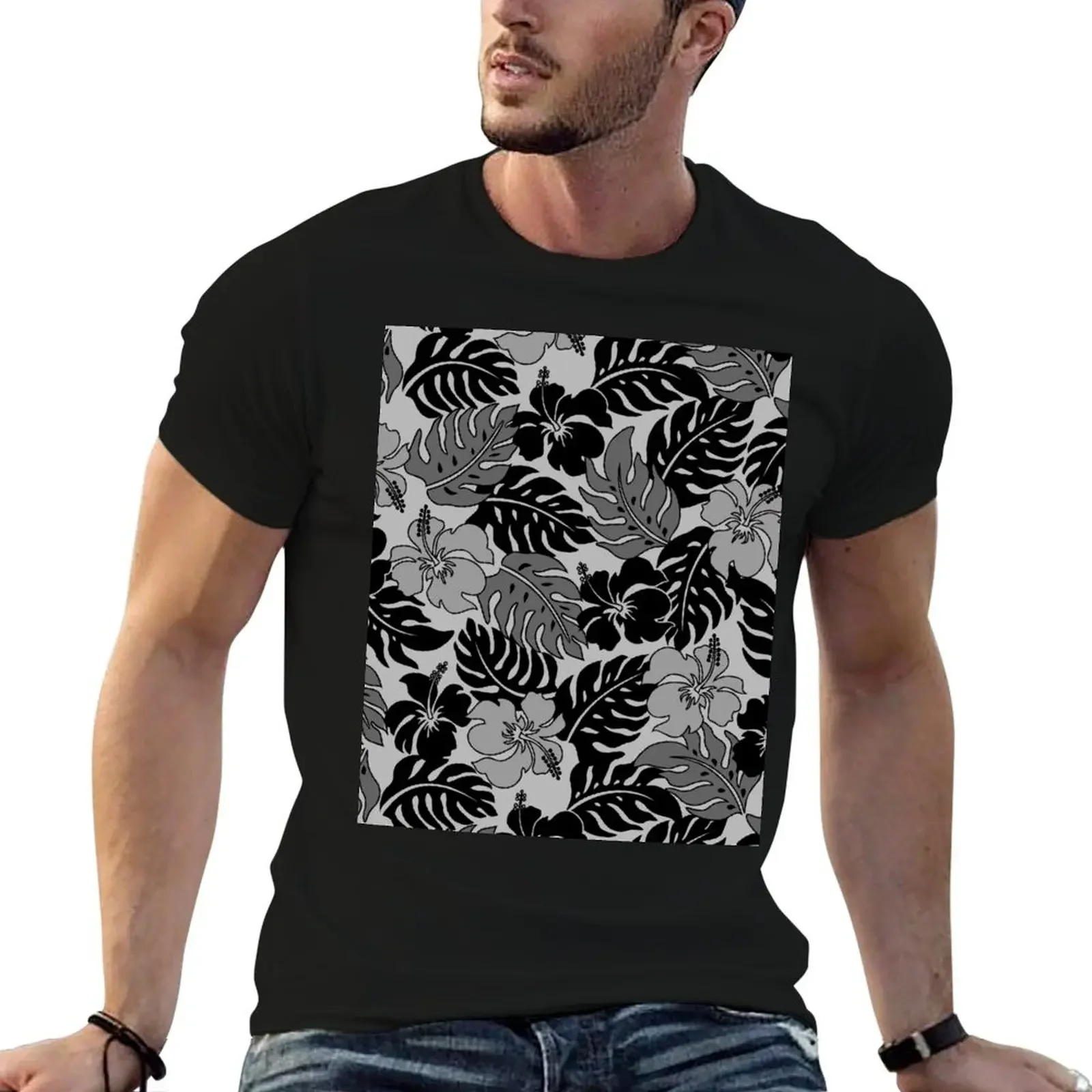 

Huakini Bay Hawaiian Hibiscus Vintage Floral - Gray T-Shirt gifts for boyfriend basketball graphic tees outfits for men
