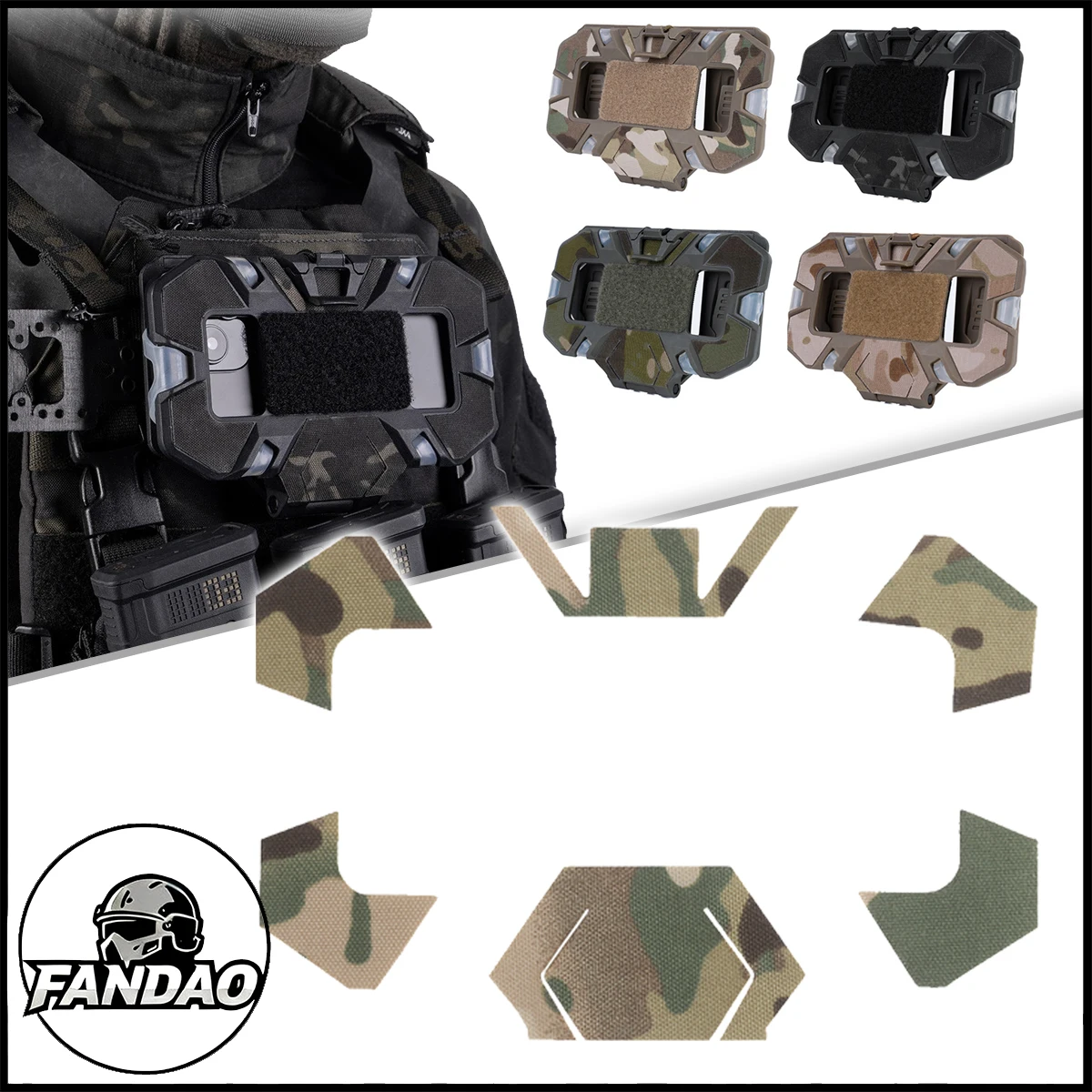 

Tactical Folding Navigation Board with Camo Patches Military Hunting Vest Molle Phone Holder Gear for Screen Size 3.5"-6.7"