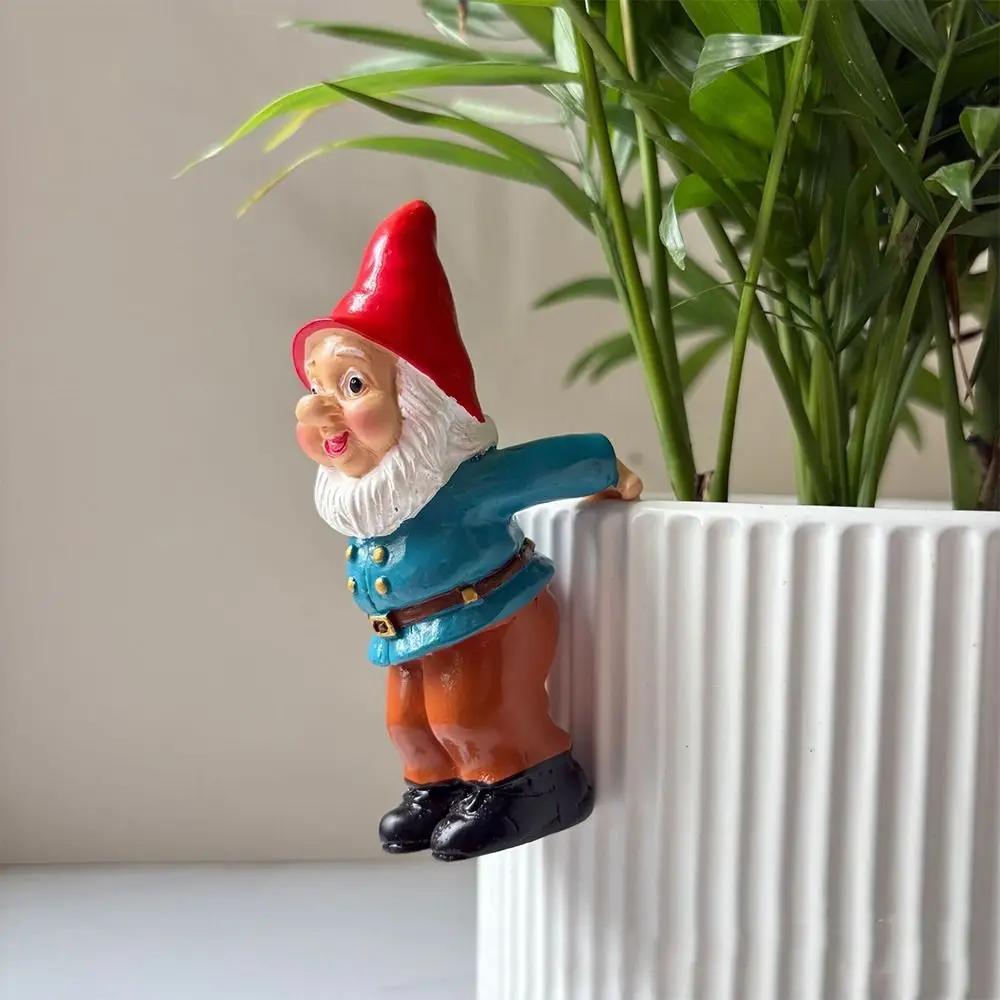 Zabawna Kreskówkowa Figurka Krasnoludków Elfów Śliczne Rękodzieło Krasnolud Wisząca Doniczka na Kwiaty Rękodzieło z Żywicy Wspinające się Figurki Krasnoludków Ogród Zewnętrzny