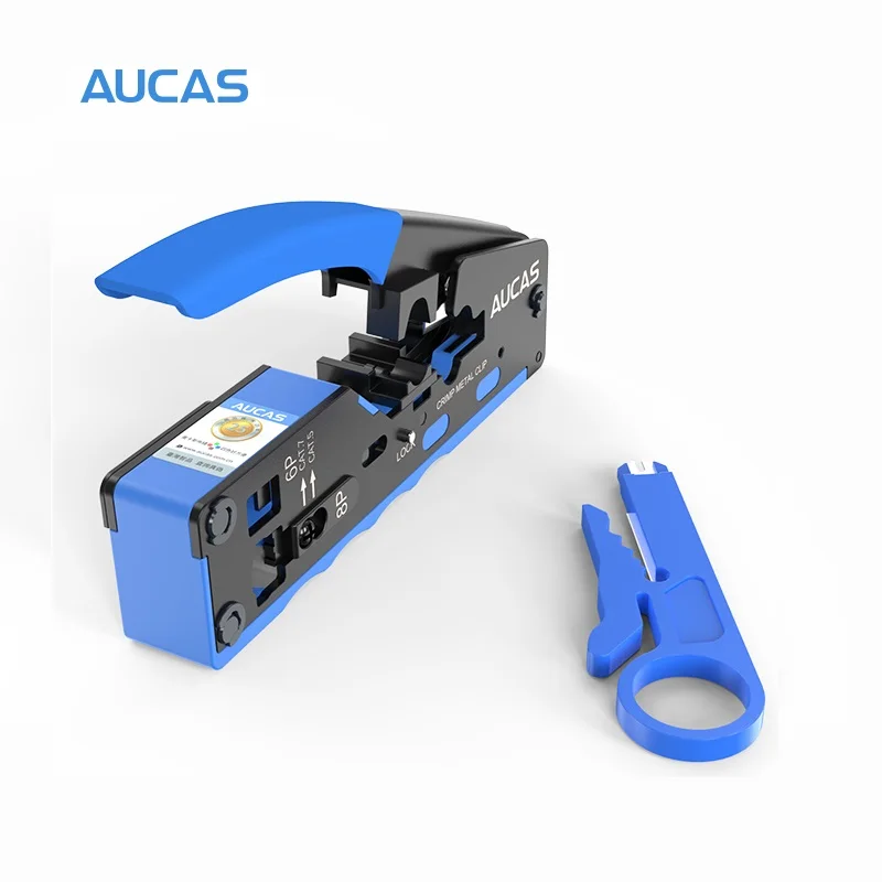 AUCAS-Outil réseau multifonction, kits de câble à sertir, décapant, poinçon vers le bas, prise de pressage, coupeur gratuit, RJ45, RJ12, RJ11, Cat7,