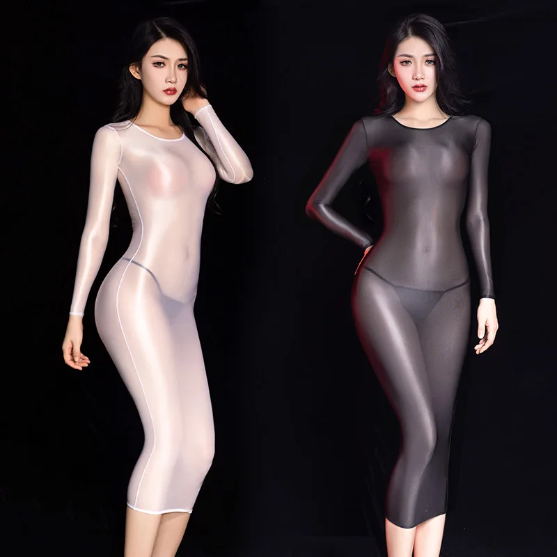 Sexy See Through Dress Women Sheer Bodycon Long Sleeves Nightdress Erotic Temptation Nightwear Clubwear Adults Sex Porn Costumes