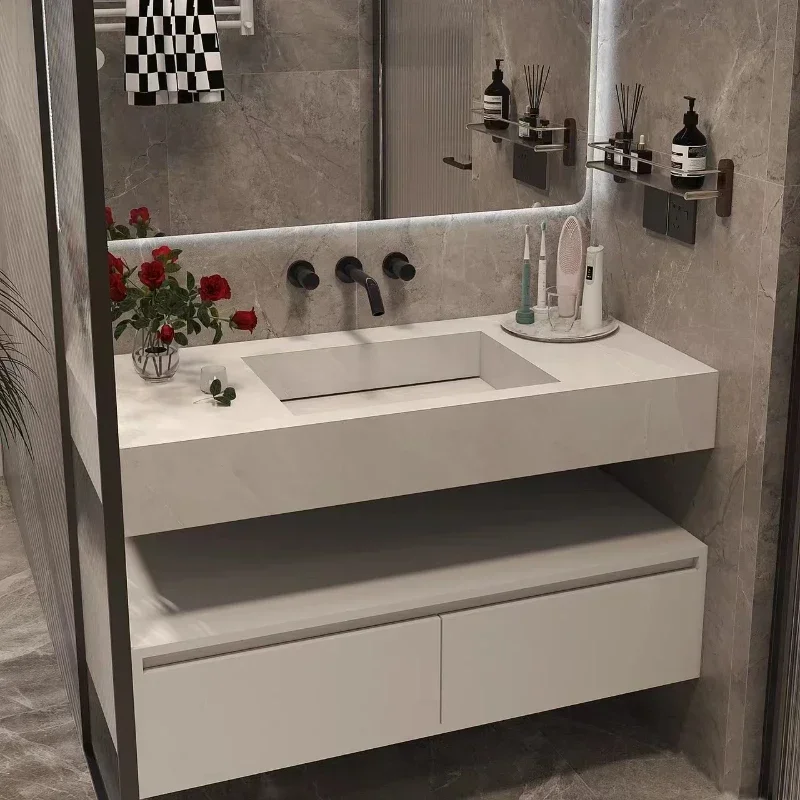 

Bathroom bathroom cabinet combination rock slab integrated washbasin cabinet