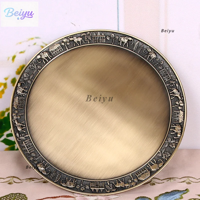 

European round plate classic retro tray tea tray hotel home living room personalized decoration metal creative ornament