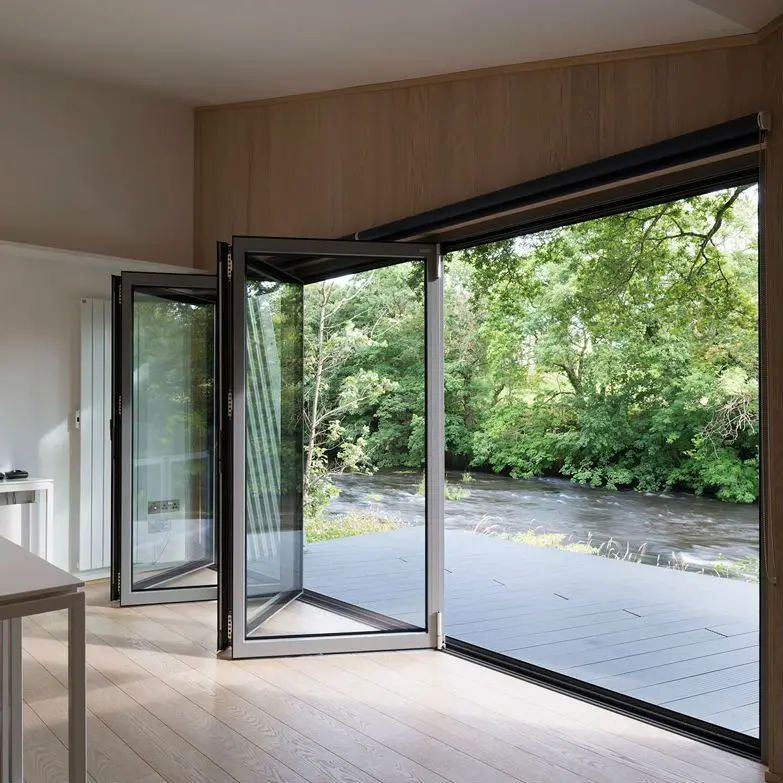 

Accordion Door Double Glazed Aluminium Bi Folding Door Residential Building Exterior 2.0mm Balcony Glass Folding Doors