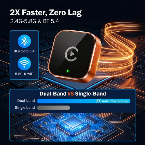 Imagen 2 del producto NUEVO Adaptador Inalámbrico 2 en 1 para CarPlay y Android Auto, Mini Caja Inteligente, Conexión Rápida WiFi 5.8G, Plug and Play, Universal para Auto