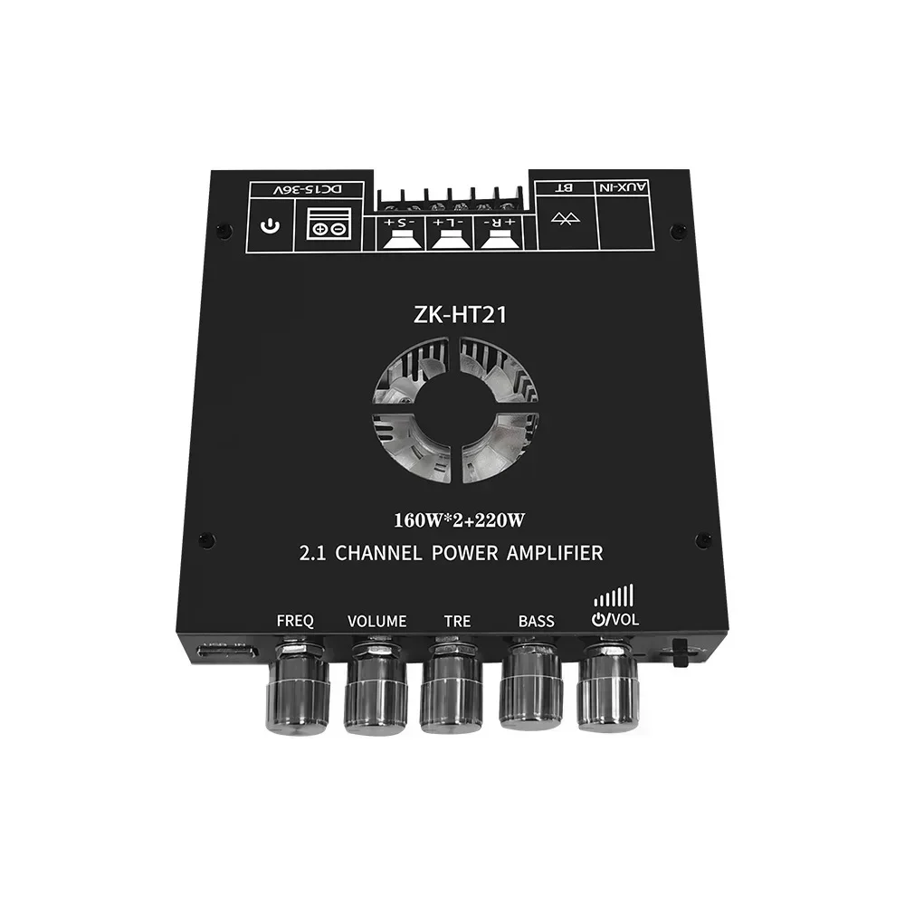 Módulo amplificador de potencia digital Bluetooth ZK-HT21 2,1 canales TDA7498E, tono alto, paso bajo, neutro, sin logotipo