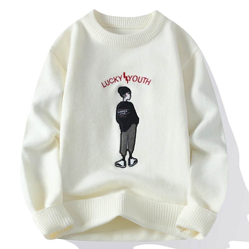 

2023 New Fall Winter Japanese Style Pull Homme Thick Warm Pullover Men Fashion Design Mens Sweaters Hip Hop Loose Sweater Man