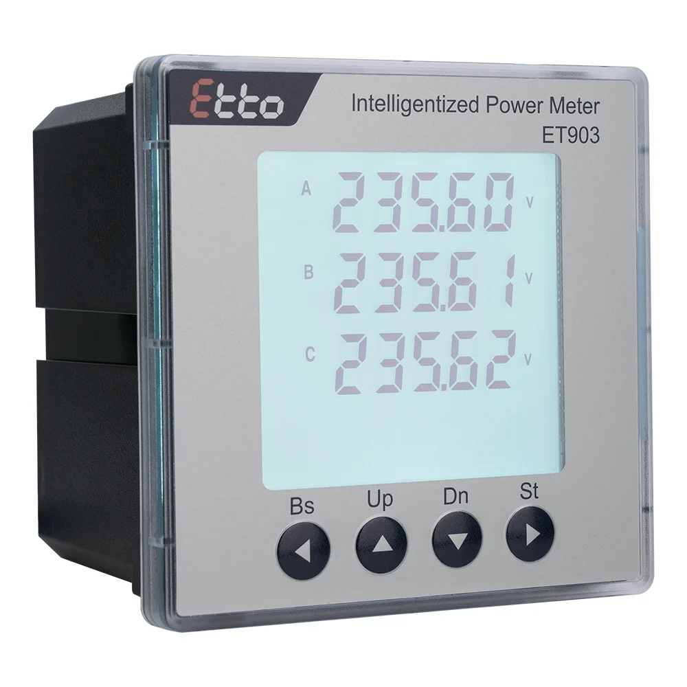 ET903/ET703 3 Phase Energy Panel Mount CE Smart Electric kwh Energy Meter Multifunction Power  ing Devices