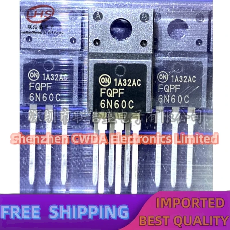 10PCS-20PCS  FQPF6N60C 5.5A 600V  TO-220F MOS  In Stock 