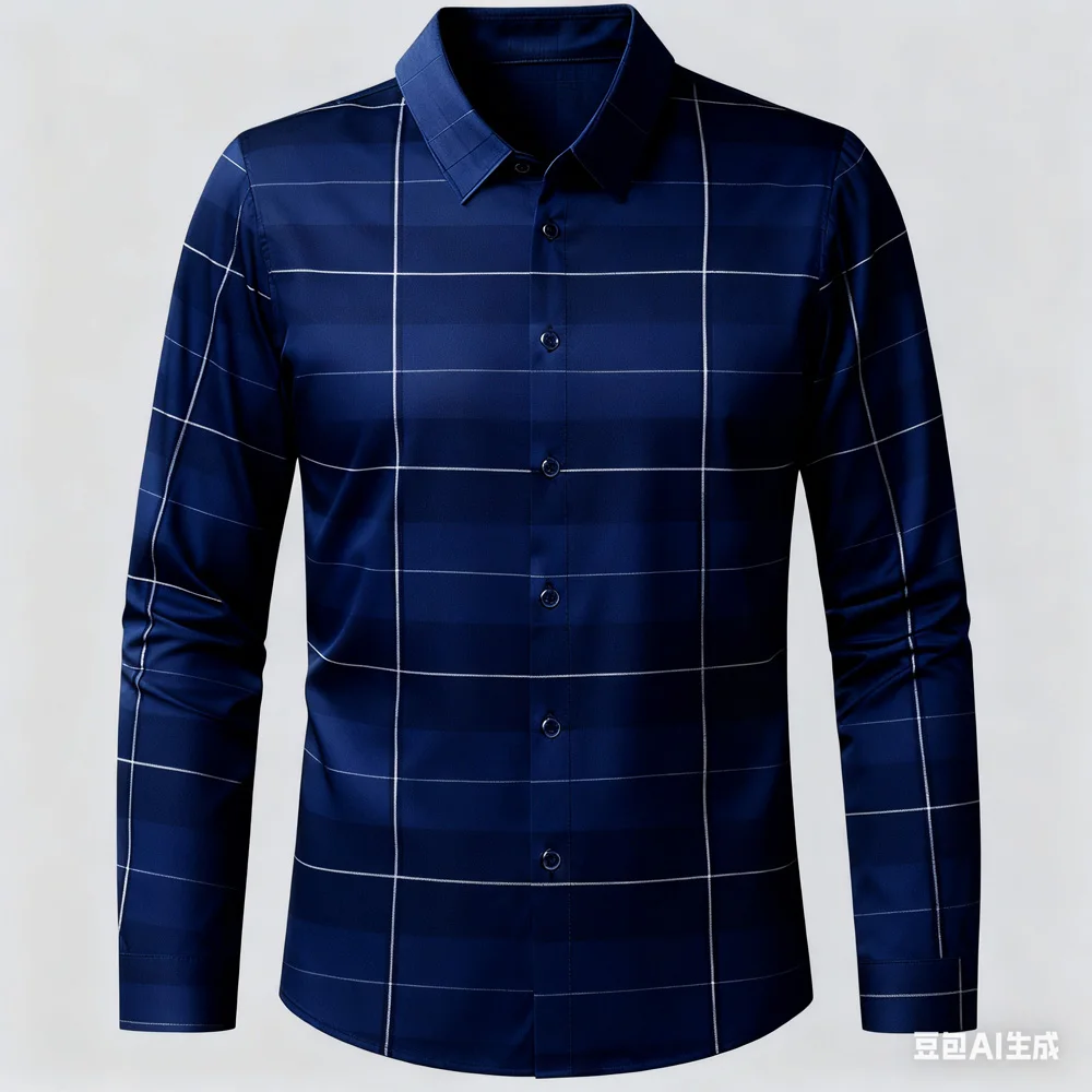 Men's Natural Square Diamond Shaped Printed Shirt Long Sleeved Lapel Shirt Men's Hawaiian Shirt Man Xmas Shirt Men's Clothing