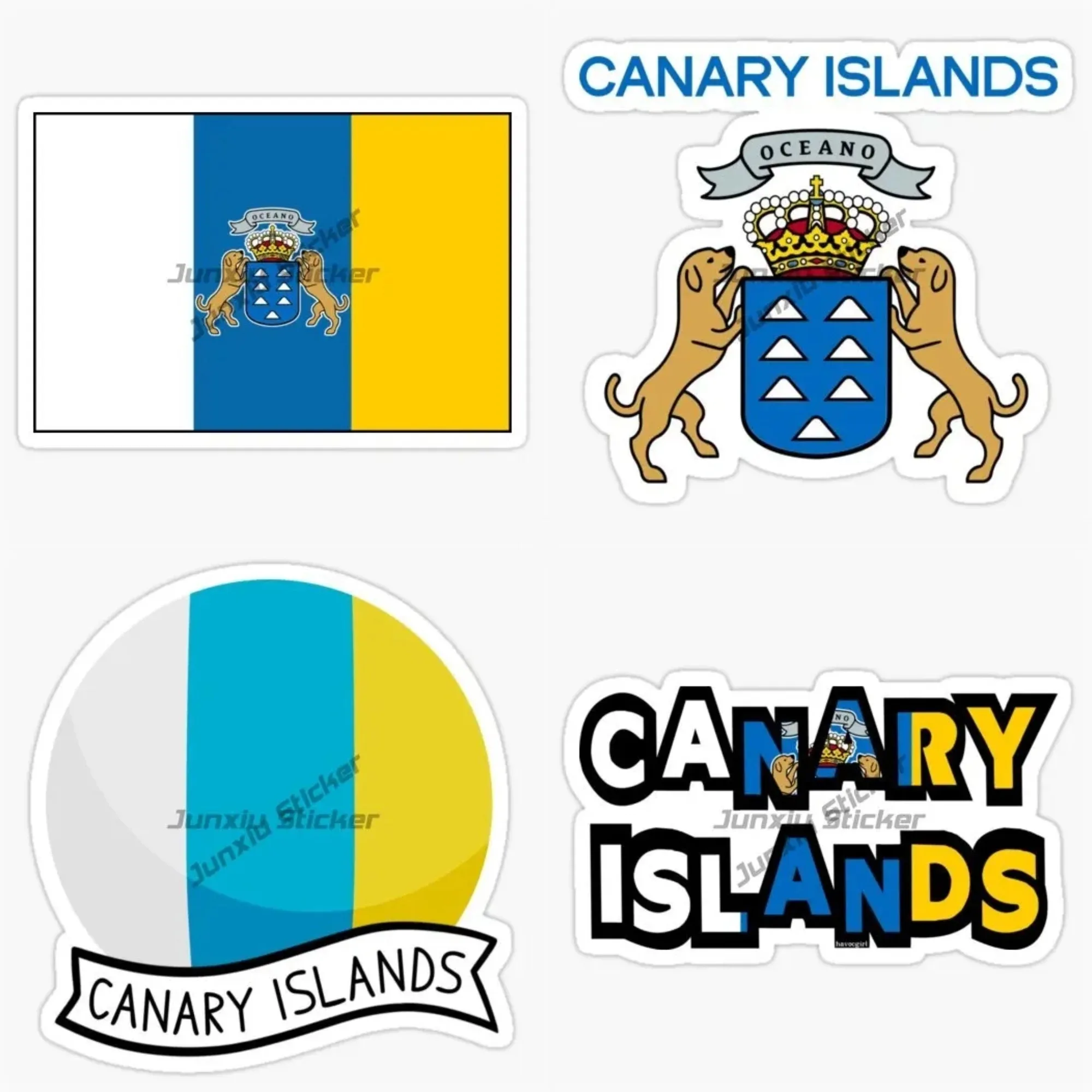 Pegatina para Coche con la Bandera y el Emblema de las Islas Canarias, Calcomanías Impermeables y Resistentes al Sol para Motocicleta, Casco Todoterreno y Parachoques
