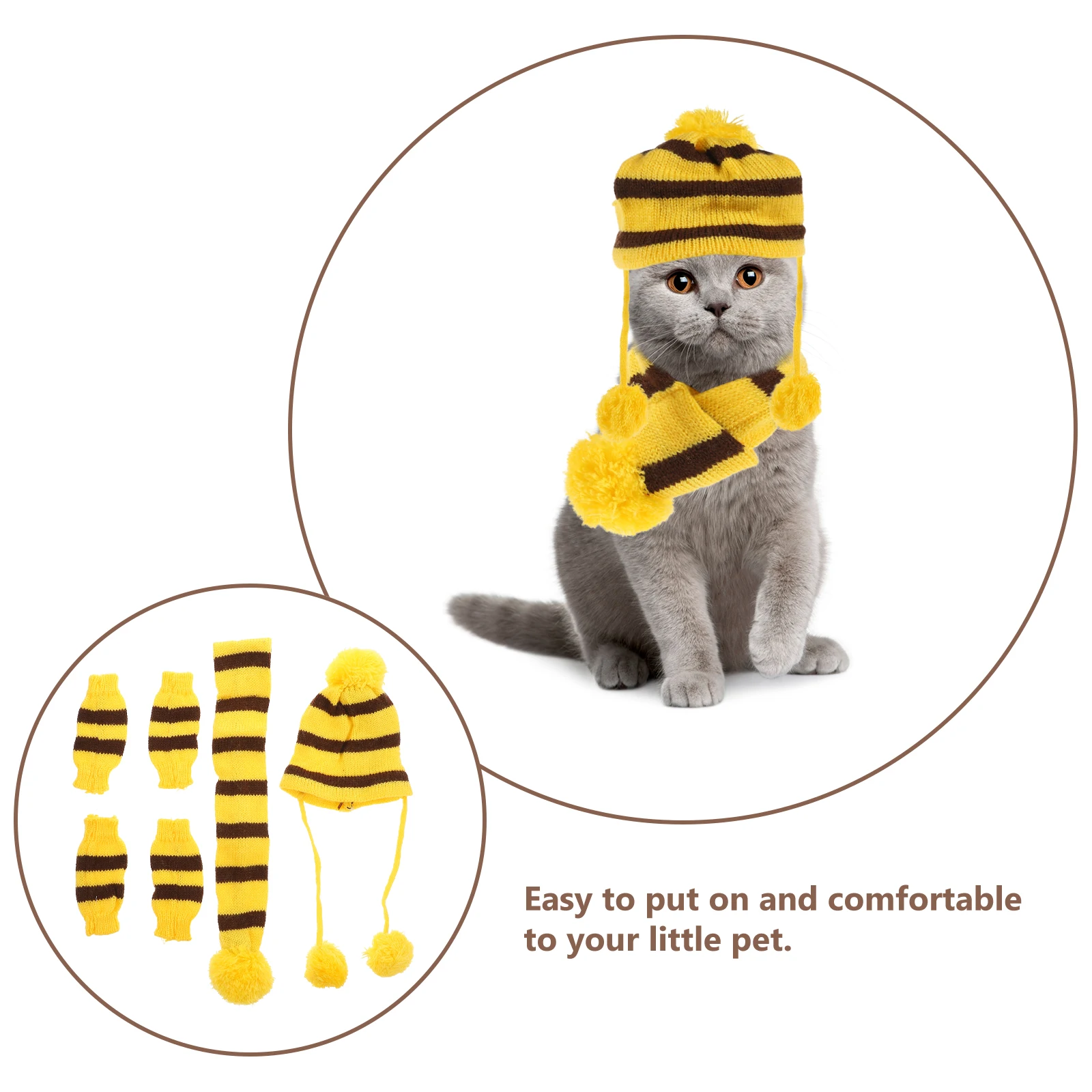 

Dog Warm Scarf Hat Set Pet Winter Clothes for Knitwear Skirt Knitted Child Puppy