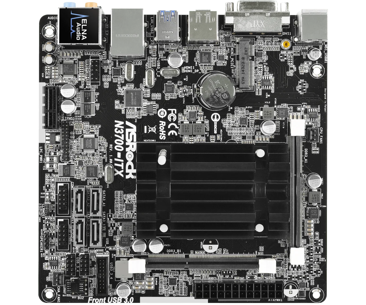 Imagem -02 - Placa-mãe N3700 Asrock N3700-itx Mini-itx Placa-mãe Ddr3 Ddr3l 1600 16gb Intel Processador Quad-core N3700 Hdmi Dvi-d