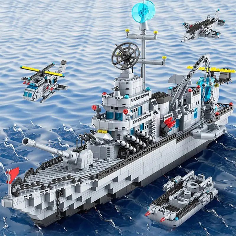 거대한 1560PCS 해군 전함 군함 모델, 6-in-1 다중 형태 조합 블록, 소년용 장난감 세트