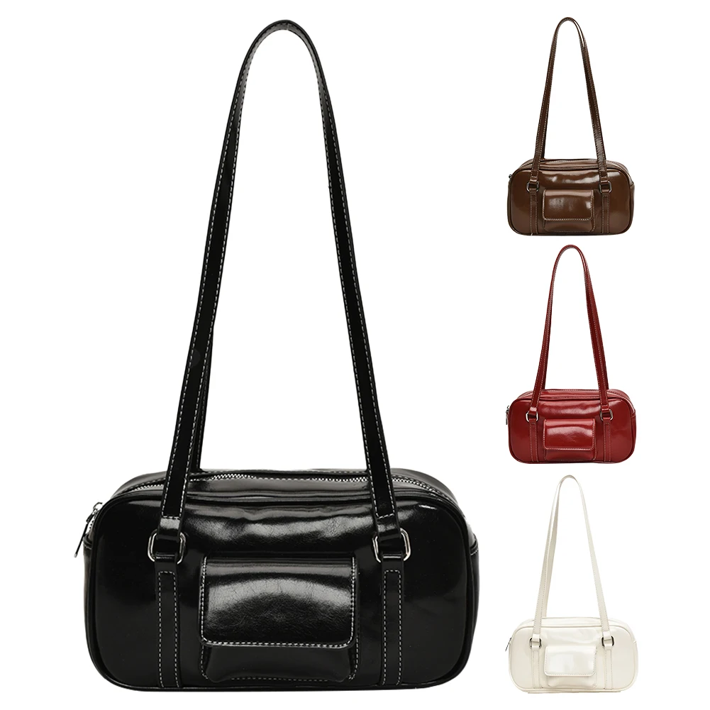 

Shoulder Bag for Women with Inner Pockets Underarm Bag PU Leather Zipper Closure Handbag Solid Tote Bag for Work Travel