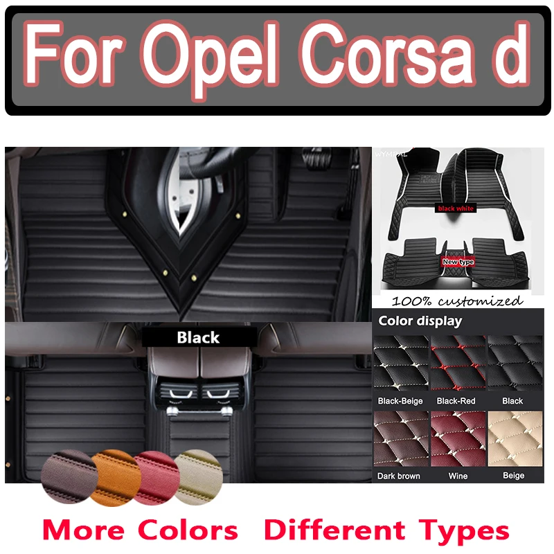 

Luxury Custom Auto Luxury Leather Car Floor Mat For Opel Corsa d 2007 2008 2009 2010 2011 Car Mat Full Set Women Waterproof