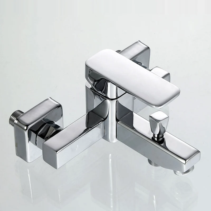 . Polished Chrome Finish New Wall Mounted Waterfall Bathroom Bathtub Handheld Shower Tap Mixer Faucet  YT-5331