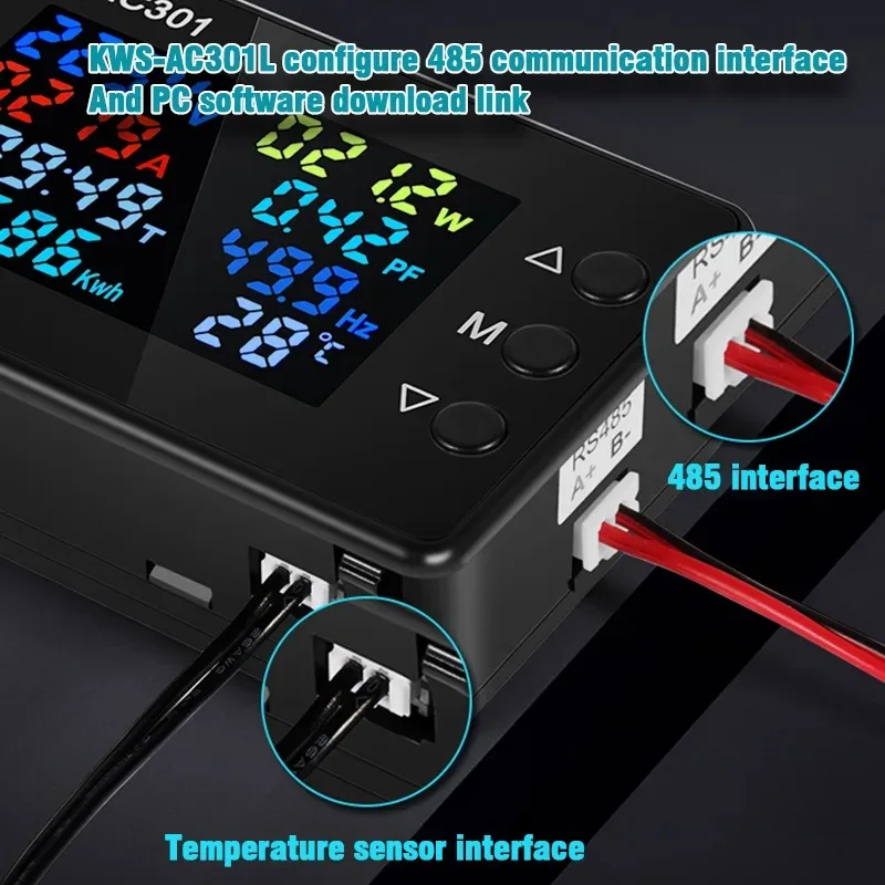 New KWS-AC301 Voltmeter Ammeter AC 50-300V Power Energy Meter 8 in1 LED Digital AC Wattmeter Electricity Meter 0-100A