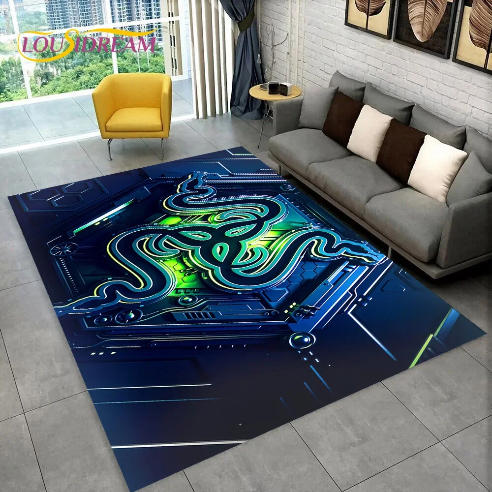 3D Razer Logo Game Gamer Snake Carpet Rug for Home Living Room Bedroom Sofa Doormat Decor,kids play Area Rug Non-slip Floor Mat