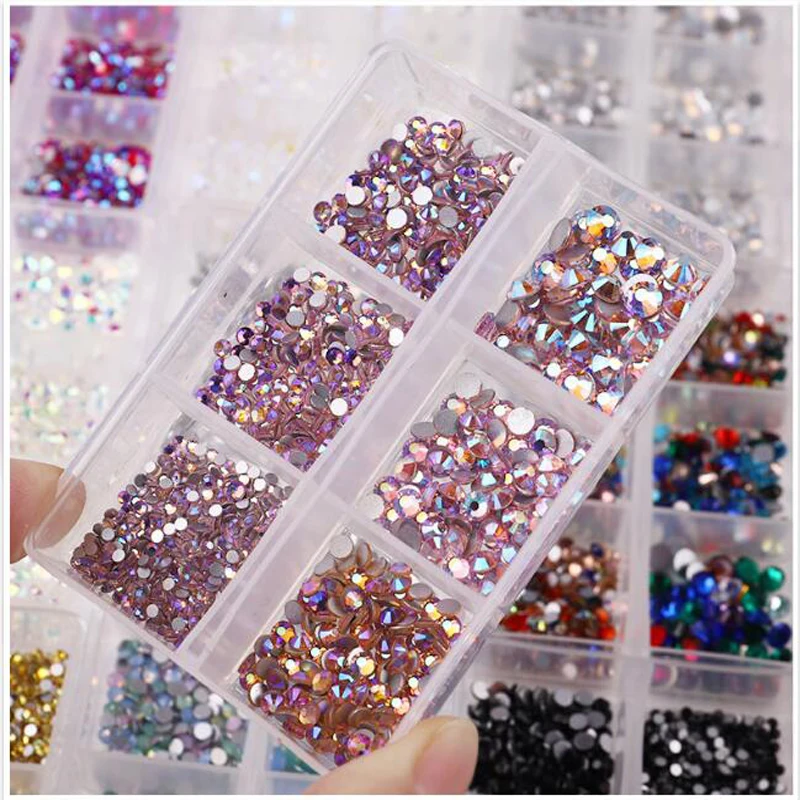 Nail Art Diamond Decorations Sets 6 Grid Mixed Color Nail rhinestone DIY Manicure Creative Art Jewelry Nail Accessories