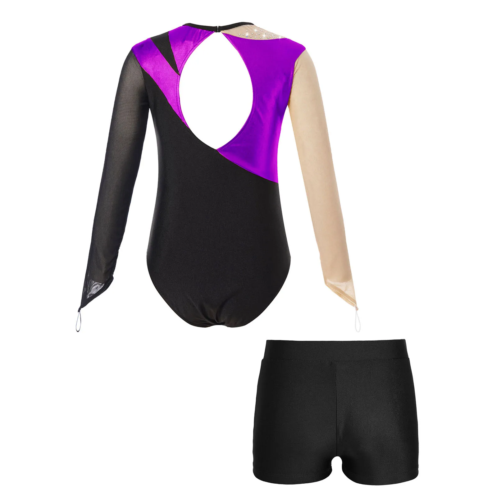 Kids Ballet Leotard Dance Sets Bodysuit with Shorts Rhythmic Gymnastics Workout Classical Dance Unitard Ballerina Stage Costume