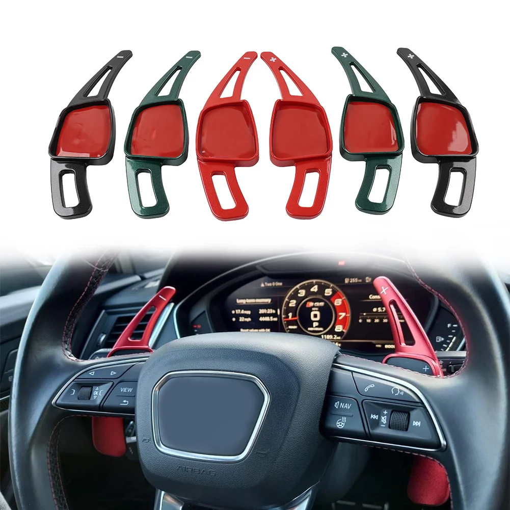 1 Pair Car Steering Wheel Shift Paddle Shifter Extension ABS For Audi A3 A4 A5 S3 S4 S5 Q3 Q5 Q7 Q8 SQ8 TT TTS Black Red Green