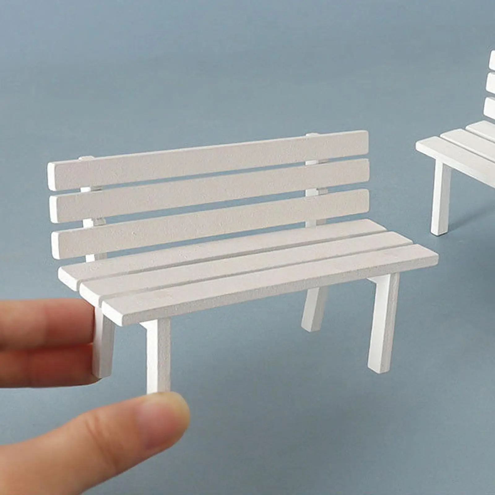 Miniature Backrest Bench Mini Wooden Bench Miniature Furniture for Life Scene