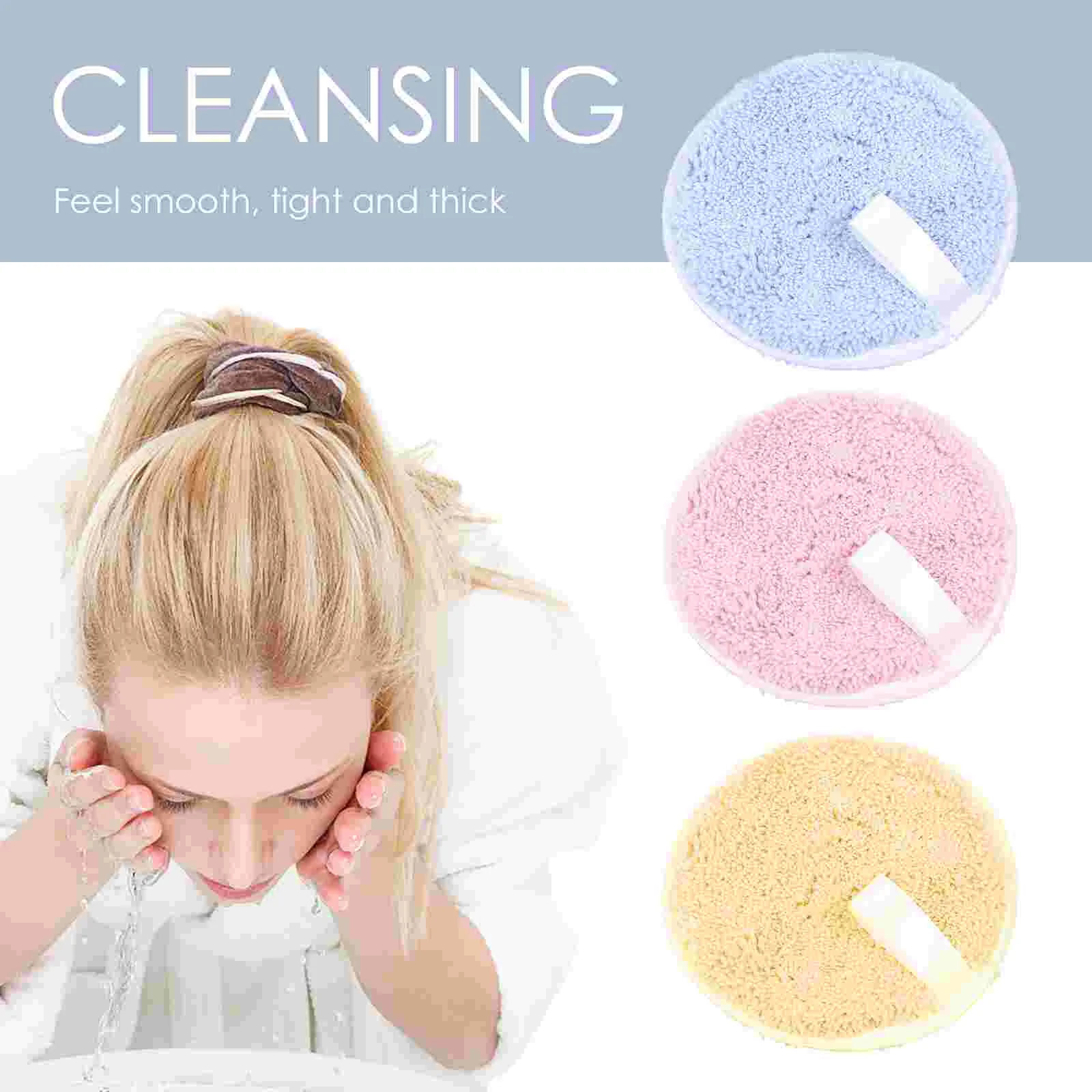 3 Pcs Round Cleansing Pads Compact Powder Puff Rounded Face Puffs Makeup Remover Simple