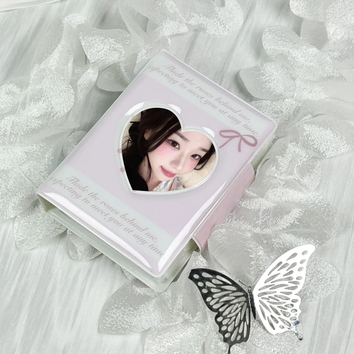 Rose Butterfly Photo Small Card Bag Mini Album 3-3.5 Celebrity Album Cardbook Suitable for Celebrity Anime Small Card Storage