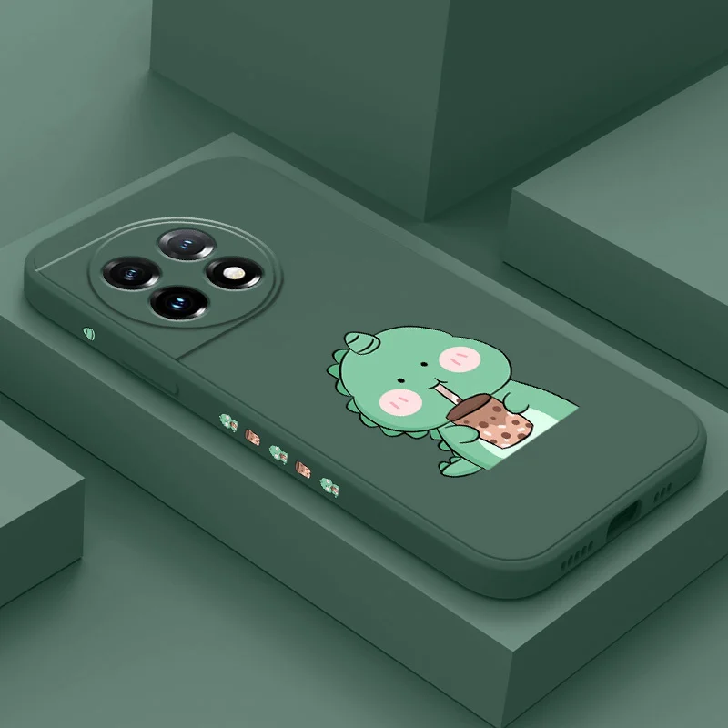 

Milk Tea Dinosaur Phone Case For Oneplus 13 13R 12 12R 11 11R 10 10R 10T 9R 9RT 9 8T 8 7 7T Pro 5G Liquid Silicone Cover