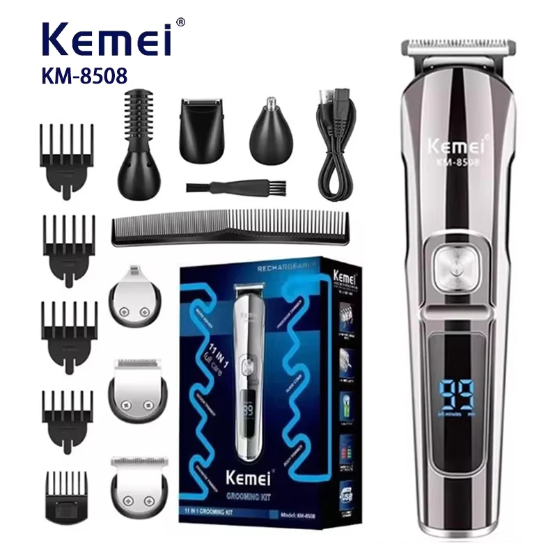 Kemei Professional Multifunction Beard Hair Trimmer Waterproof 6 In 1 Hair Clipper Electric Razor For Men Grooming Kit KM-8508