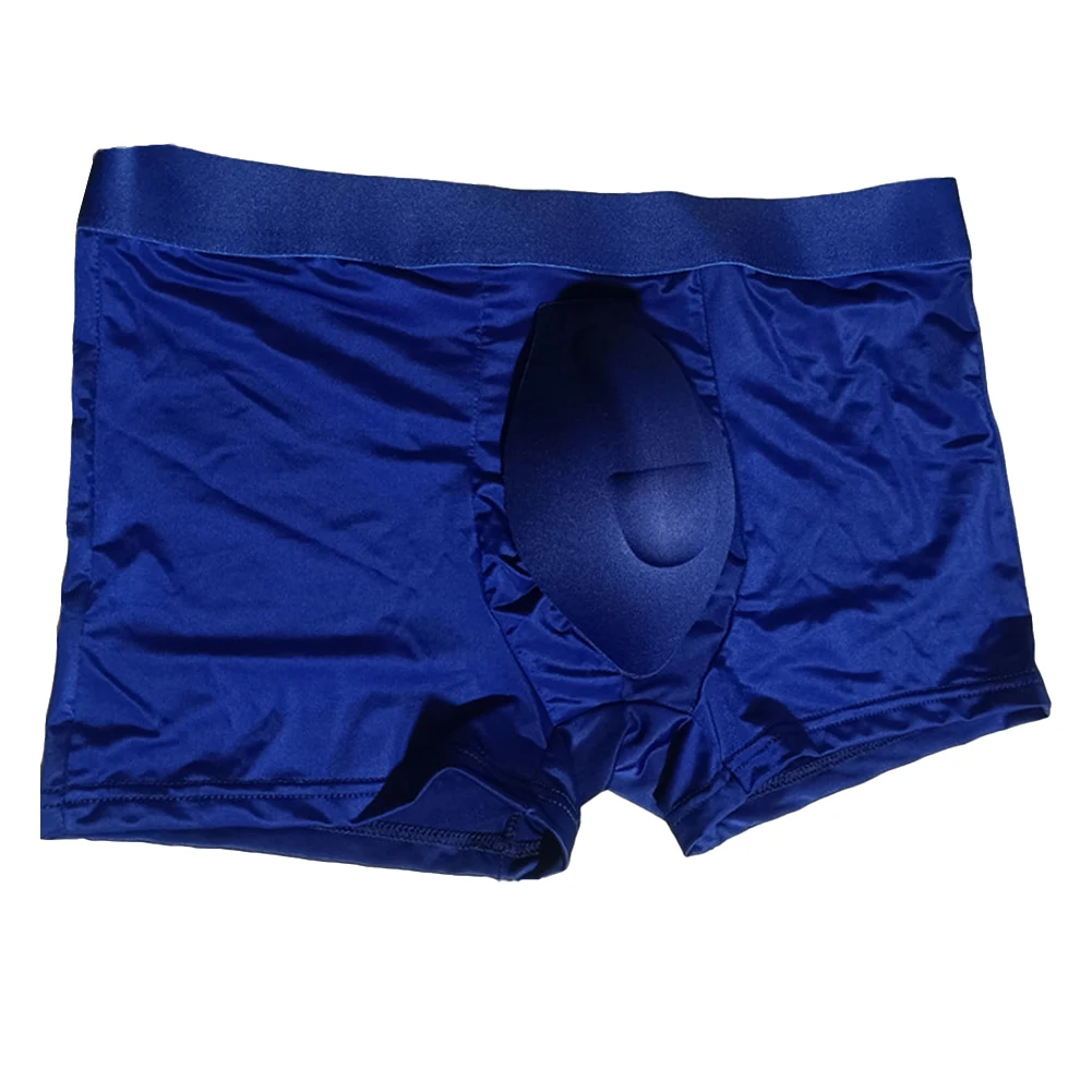 Men\'s Trunks Ice Silk U-Convex Pouch Boxers Shorts With Enhance Cup Pad Low Waist Elastic Man Panties Underwear