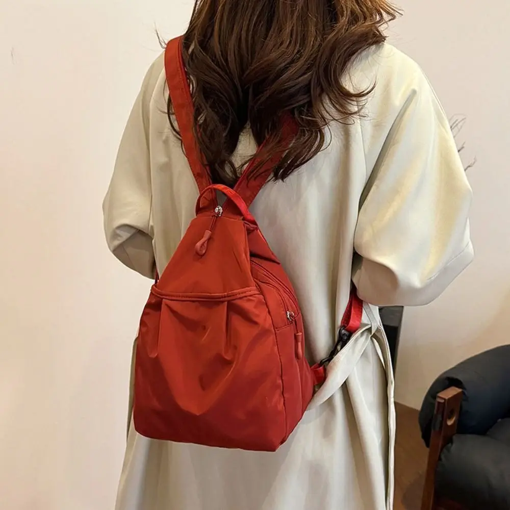 Zaino in tessuto Oxford tinta unita Borsa a tracolla casual leggera di grande capacità con tracolla regolabile in nylon