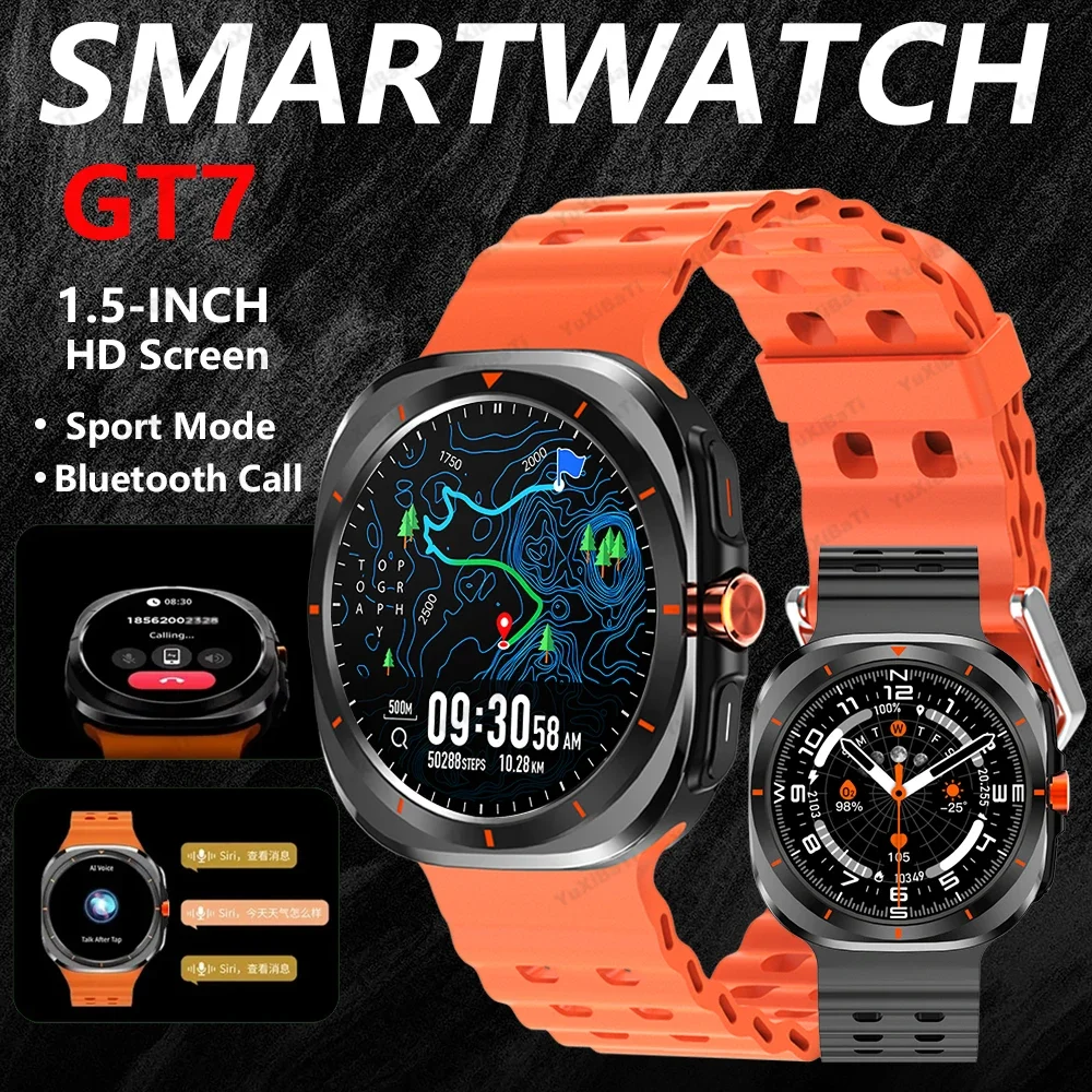 Nowy smartwatch GT7 Ultra dla mężczyzn na rok 2025, 1,52-calowy wyświetlacz AMOLED HD, połączenia Bluetooth, smartwatch sportowy dla mężczyzn i kobiet, prezent.