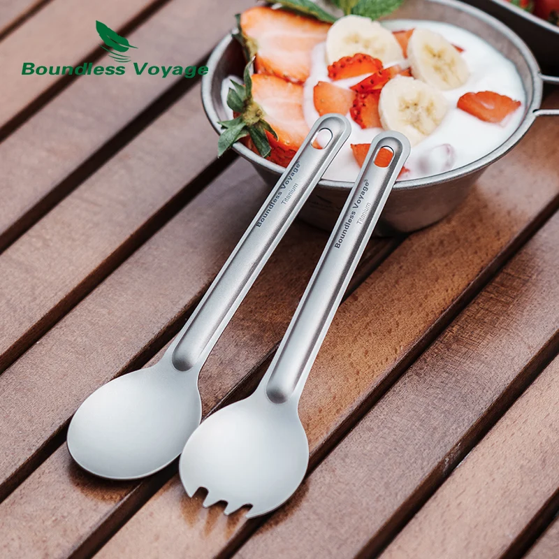 

Titanium Spoon Spork Camping Tableware Lightweight Outdoor Travel Flatware Backpacking Hiking Portable Utensils for Kitchen