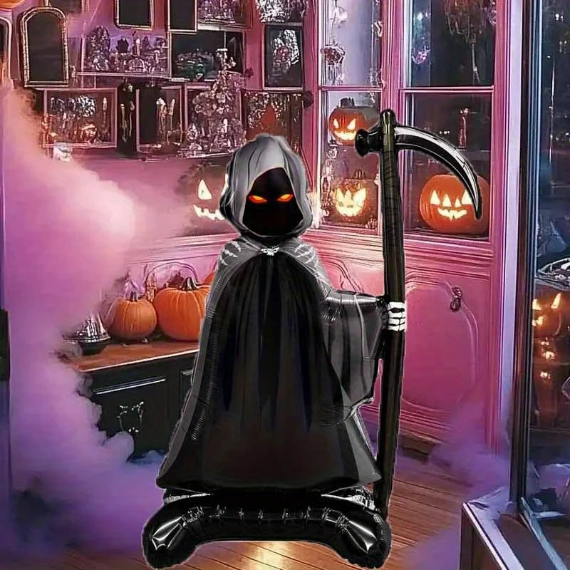 Halloween Stehender Sensenmann Folienballon Großer Sensenmann-Geist Aluminiumballon für Spukhaus Bar Gruselige Party Bodendekoration – Detail 3
