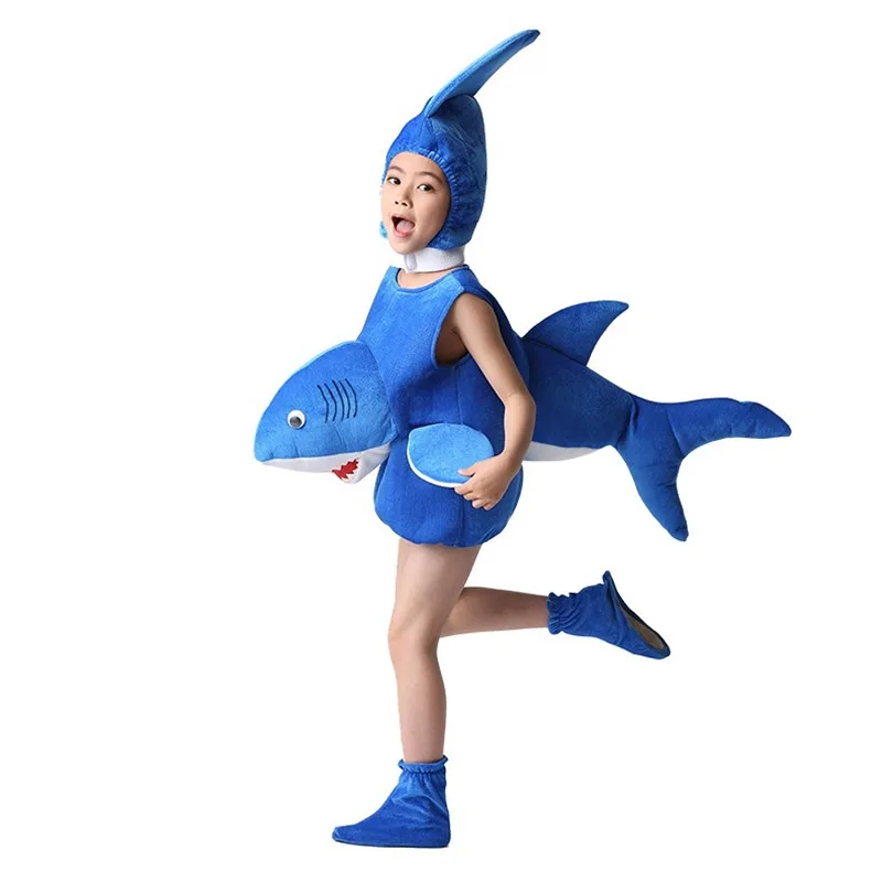 Shark Cosplay Anime 3D Costume Kids Performance Marine animals Children‘s Clothing Set Hat Shoe Sea Turtles Hippocampus Dolphins