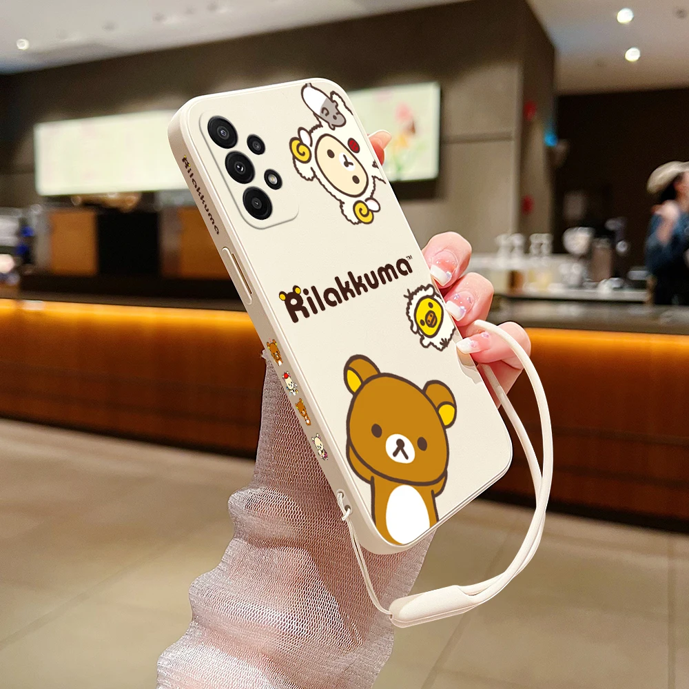 Cute R-Rilakkuma Bear Phone Case For Xiaomi Redmi 12C 10 10C 10A 9 9T 9A A1 K20 K30 K40 Pro Plus 4G 5G Liquid Silicone Cover