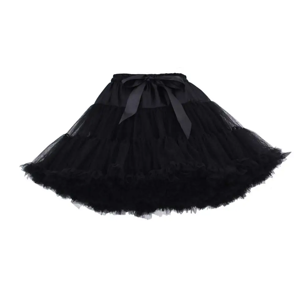 Women 3-Layered Pleated Tulle Mesh Petticoat Tutu Puffy Skirt for Cosplay Party Princess Underskirt