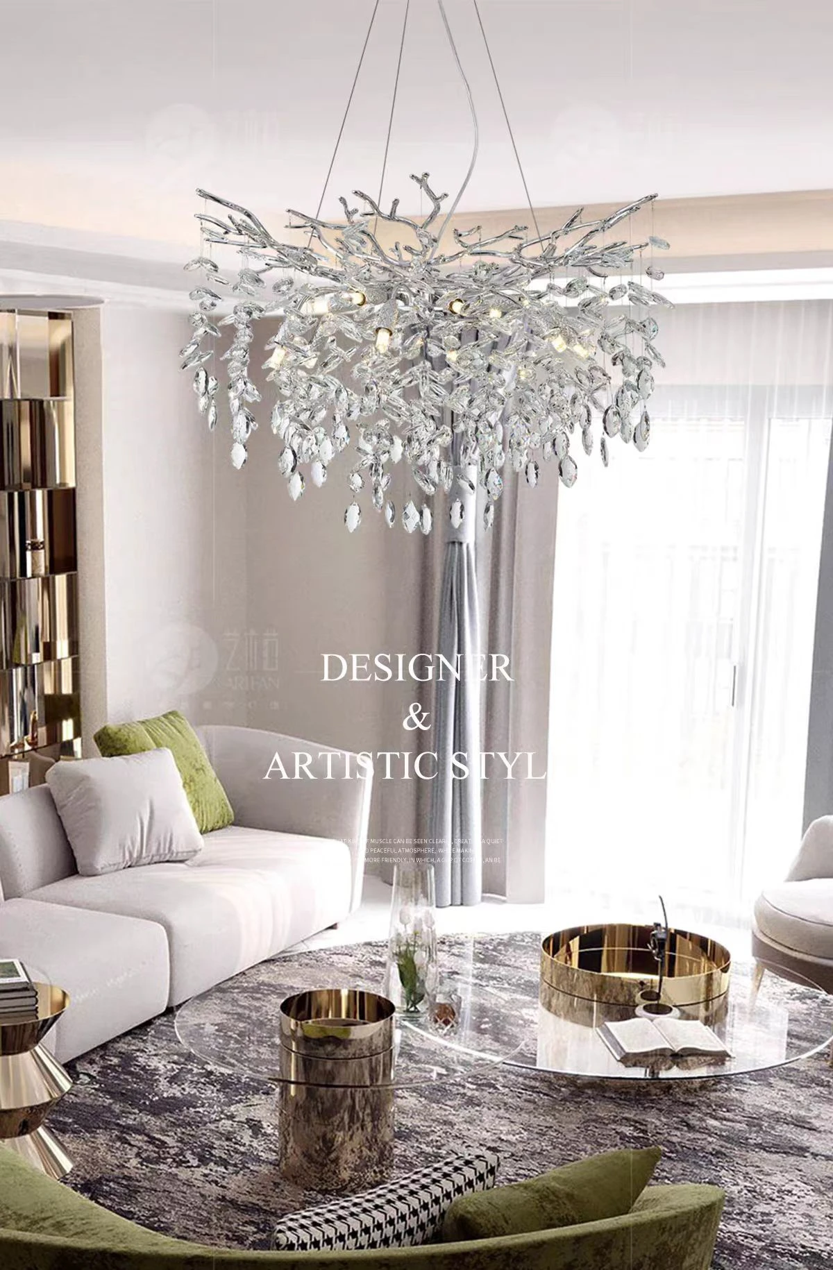 Round Chrome K9 Crystal Ceiling Chandelier For Bedroom Living Dining Room Kitchen Table Modern Crystal Branch Pendant Chandelier